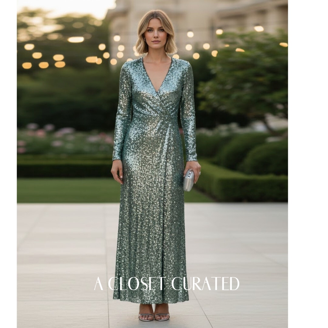 Pinko Germanico Sequin Maxi Dress Xs Green Nwt
